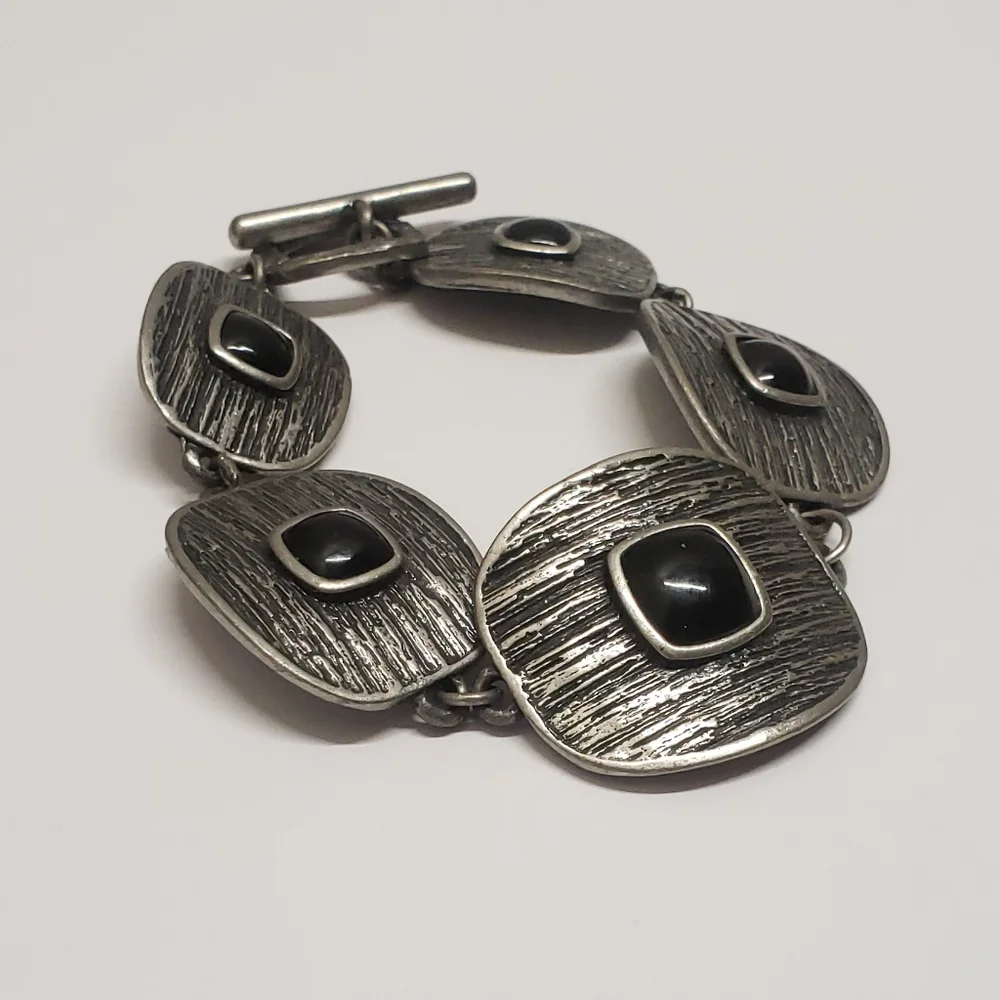Lia Sophia Silver & Black Stone Bracelet